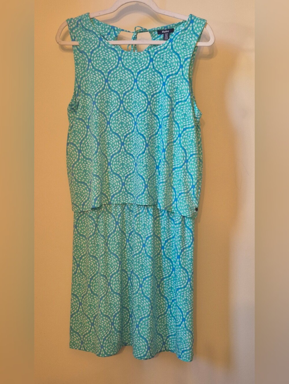 Hatley Roberta Dress Teal Blue Green Geometric Sleeveless Size S/P